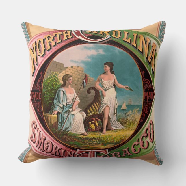 North Carolina-Tabak-Anzeige 1879 Kissen (Vorderseite)