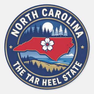NORTH CAROLINA Tar Heel State Erbe Runder Aufkleber