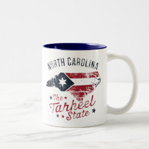 North Carolina The Tarheel State Karte Zweifarbige Tasse