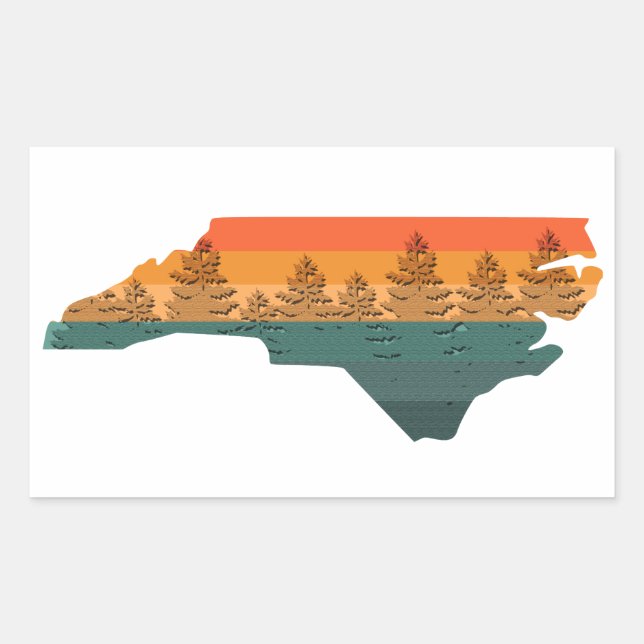 North Carolina Tree Silhouette Rechteckiger Aufkleber (Vorderseite)