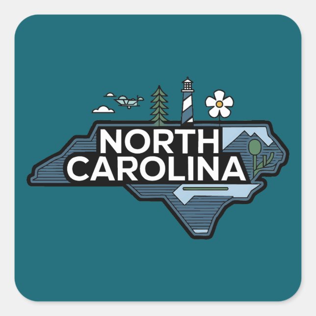 North Carolina, USA Quadratischer Aufkleber (Vorderseite)