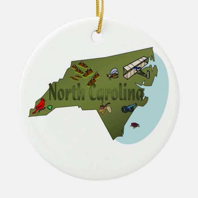 North Carolina-Weihnachtsbaum-Verzierung Keramik Ornament (Vorne)