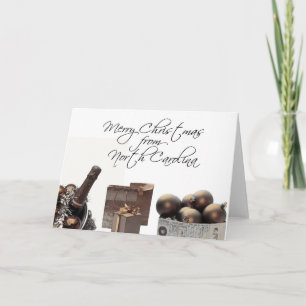 North Carolina Weihnachtskarte mit Ornamenten Feiertagskarte