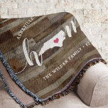 North Carolina Zuhause Staat Personalisierte Holza Decke<br><div class="desc">Zeigen Sie Zuhause-Staatsstolz mit diesem niedlichen rustikalen Imitat Holzplankendecke mit "Zuhause" in weißer Kalligrafie-Schrift mit einer Silhouette des Staat von North Carolina, stehend für den Buchstaben "O". Eine rosa Herzillustrierung in der Staat-Karte vervollständigt das Design; Sie können die Herzposition in Ihrer Zuhause-Stadt ändern, indem Sie das Design-Tool öffnen und die...</div>