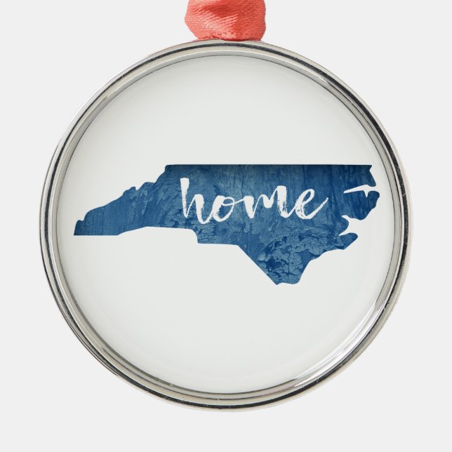 North Carolina Zuhause Wood Grain Ornament Aus Metall (Vorne)