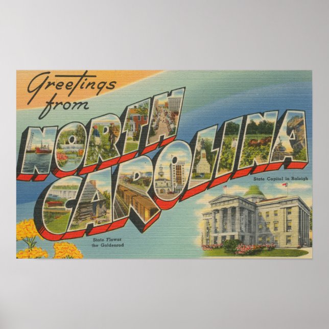 North CarolinaGroße Buchstabenszenen 3 Poster (Vorne)