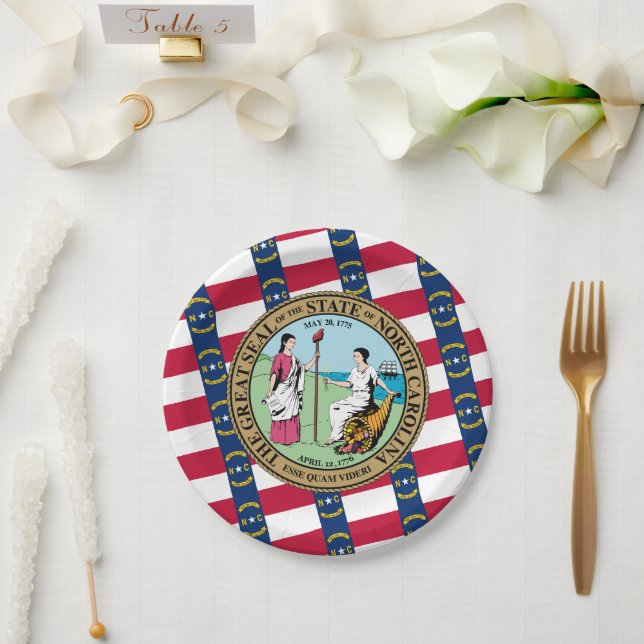 North Carolinian Flag & Seal, North Carolina Pappteller (Hochzeit)