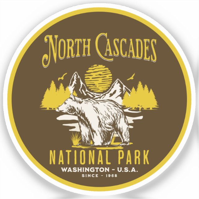 North Cascades National Park Classic Landscape Aufkleber (Vorderseite)