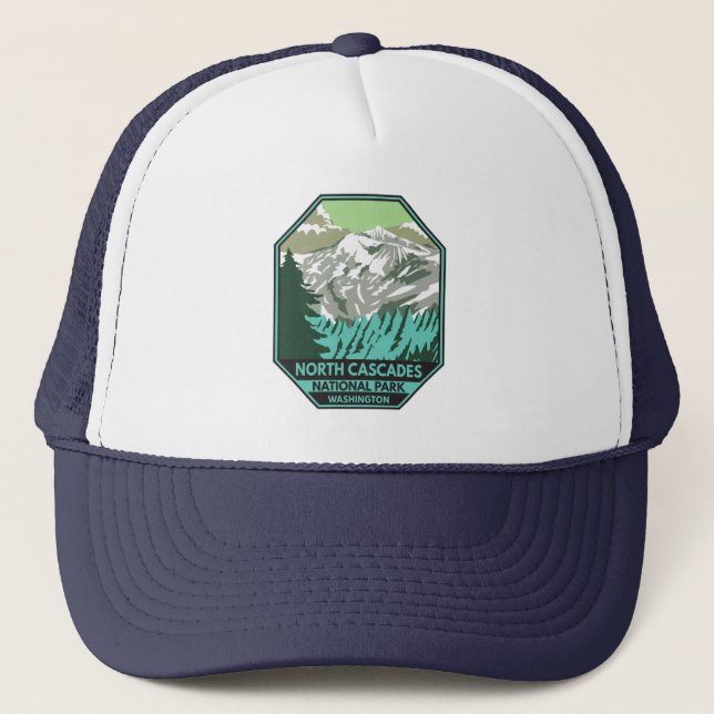North Cascades National Park Goode Mountain Retro  Truckerkappe (Vorderseite)