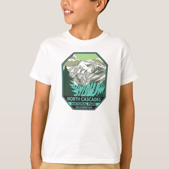North Cascades Nationalpark Goode Mountain Retro T-Shirt (Vorderseite)