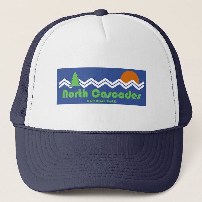 North Cascades Nationalpark Retro Truckerkappe (Vorderseite)