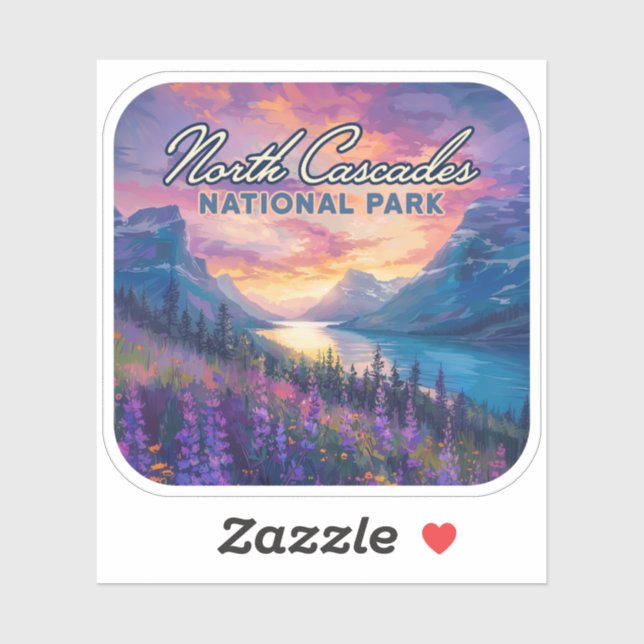 North Cascades Nationalpark Washington Vintag Aufkleber (Blatt)
