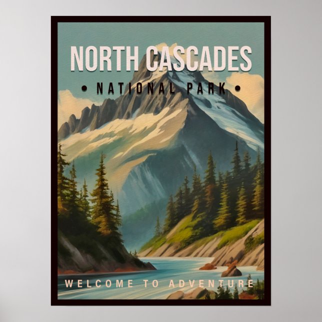 North Cascades Nationalpark Washington Vintag Poster (Vorne)