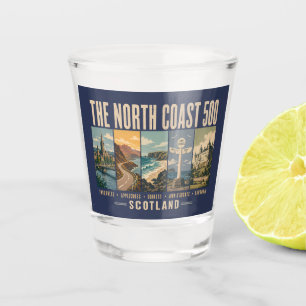 North Coast 500 Schottland Wahrzeichen Illustratio Schnapsglas