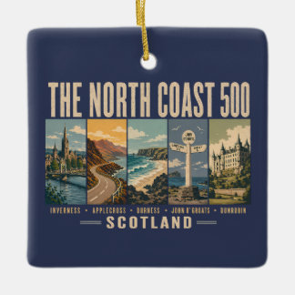 North Coast 500 Scotland Landmarks Illustration Keramikornament