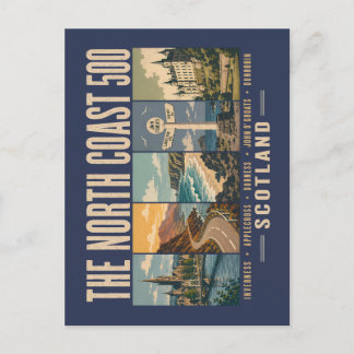 North Coast 500 Scotland Landmarks Illustration Postkarte