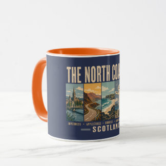 North Coast 500 Scotland Landmarks Illustration Tasse