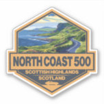 North Coast 500 Scotland Travel Art Abzeichen Aufkleber<br><div class="desc">North Coast 500 fertig in einem Vintagen Stil Emblem. Die Nordküste 500 (NC500) liegt im nördlichen schottischen Hochland und ist eine Schleifenroute.</div>