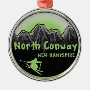 North Conway New Hampshire Skier Ornament Aus Metall