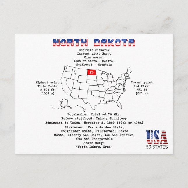 North Dakota American Staat auf einer Karte und Ei (Vorderseite)