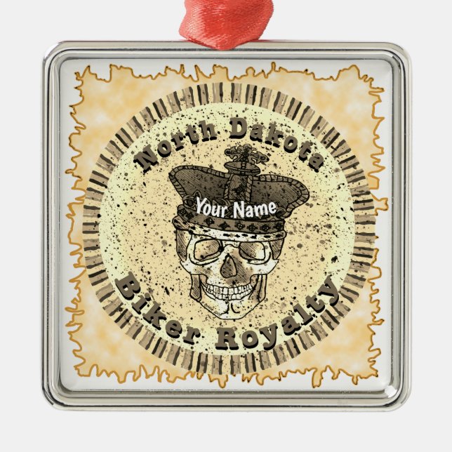 North Dakota Biker  Ornament Aus Metall (Vorne)