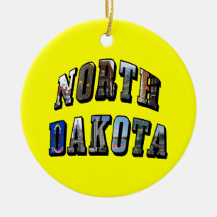 North Dakota Bildtext Keramikornament