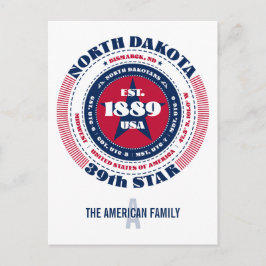 North Dakota, Bismarck, ND, Patriotic, Monogram Postkarte