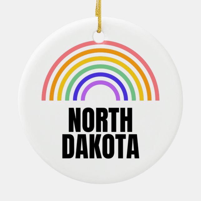 North Dakota - Bison - North Dakota Staat Keramik Ornament (Hinten)