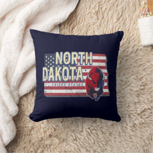North Dakota Bundesstaat Vereinigte Staaten Retro- Kissen