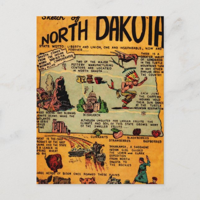 North Dakota Comic Book Postkarte (Vorderseite)