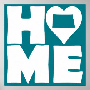 North Dakota Home Heart State Poster Schild