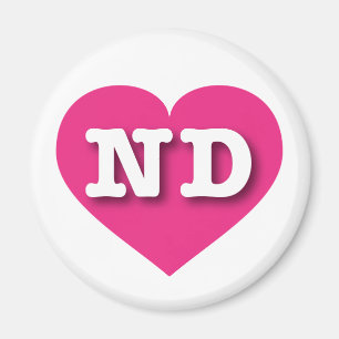 North Dakota Hot Pink Heart - I Liebe ND Magnet
