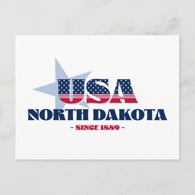 North Dakota in Rot, Weiß und Blau Postkarte (Vorderseite)