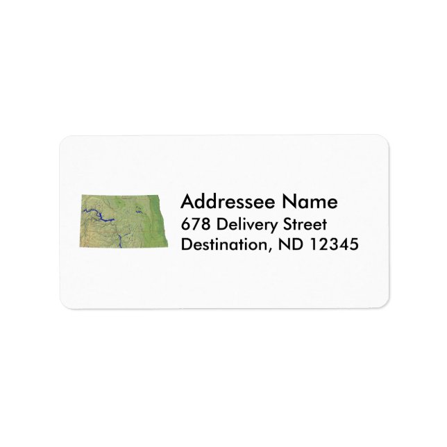 North Dakota Map Address Label Adressaufkleber (Vorne)