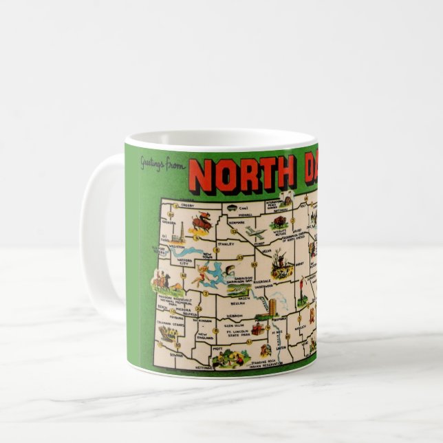 North Dakota Map Tasse (Vorderseite Links)
