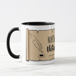 North Dakota Notary Public Scroll Feather Quill Tasse