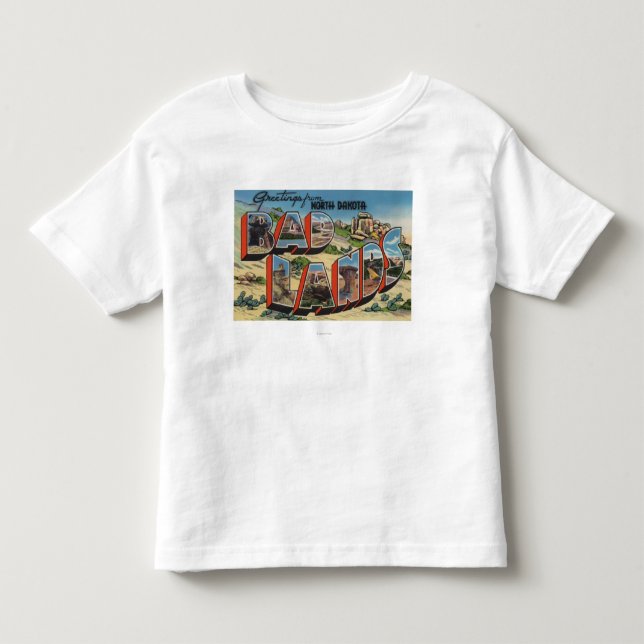 North Dakota - Ödländer - große Buchstabe-Szenen Kleinkind T-shirt (Vorderseite)