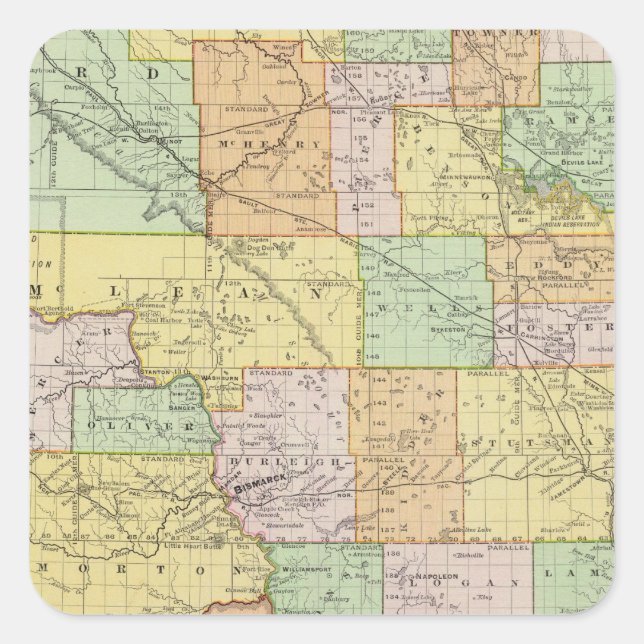 North Dakota Quadratischer Aufkleber (Vorderseite)