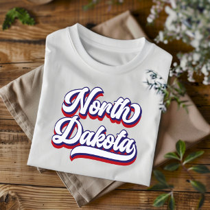 North Dakota Red White and Blue Vintag T - Shirt