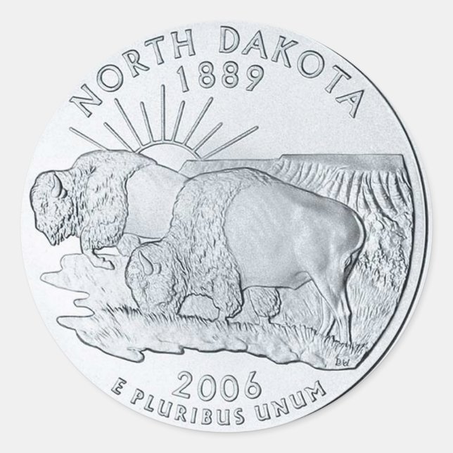 North Dakota Runder Aufkleber (Vorderseite)