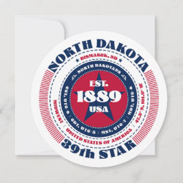 North Dakota Staat Circular Typografy Flat Card