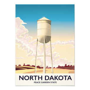 North Dakota Water Tower Reiseplakat Fotodruck