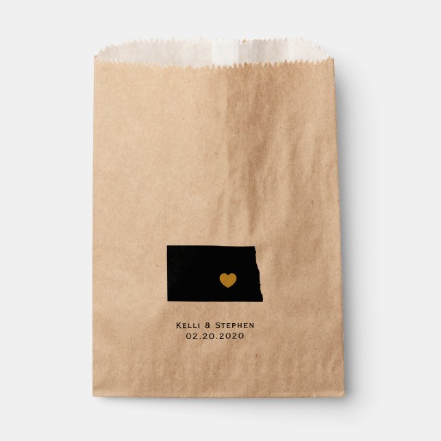 North Dakota Wedding Favor Traite Sacks, Sacs Cade (Devant)