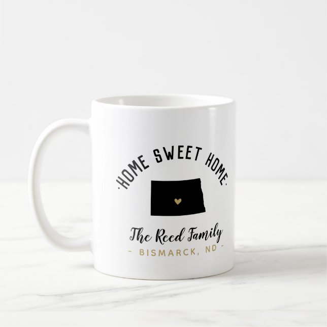North Dakota Zuhause Sweet Zuhause Family Monogram Kaffeetasse (Links)