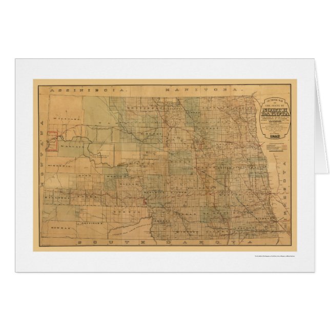 North- Dakotaeisenbahn-Karte 1892 (Vorderseite (Horizontal))