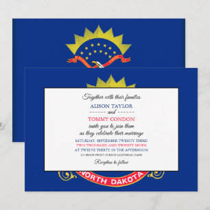 North Dakotan Flag, Fahne North Dakota Wedding Einladung