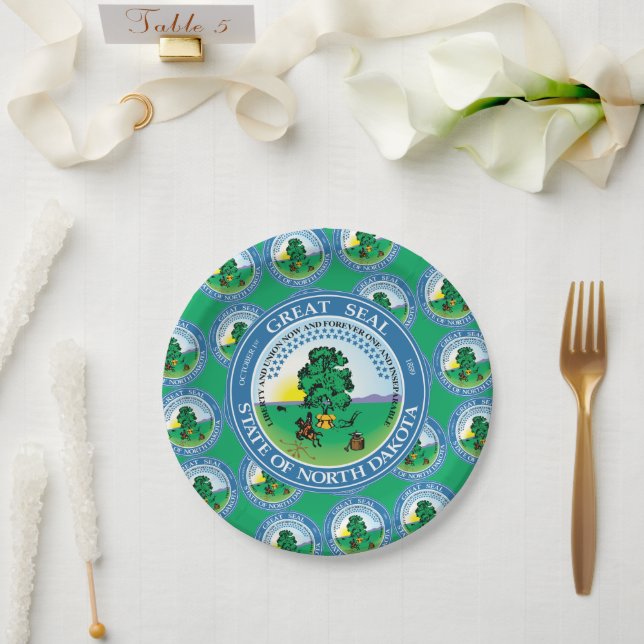 North Dakotan Seal, North Dakota Pappteller (Hochzeit)