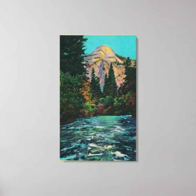 North Dome und Merced River von den Happy Isles Leinwanddruck (Vorderseite)