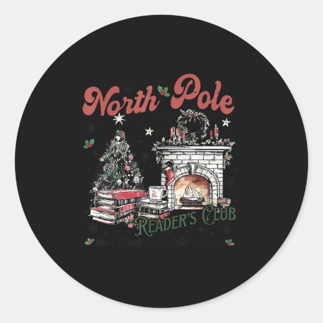 North Le Book Club Book Lover Bookish Bookworm Chr Runder Aufkleber (Vorderseite)