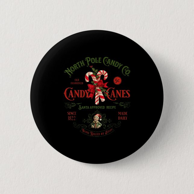 North Le Candy Co Candy Cane Funny Christmas Xmas  Button (Vorderseite)